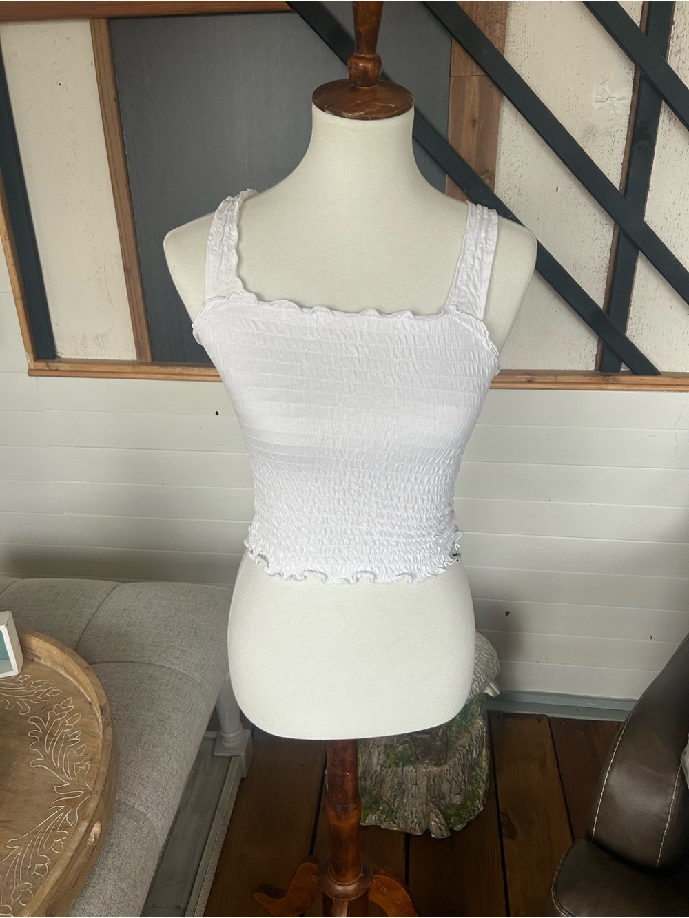 abercrombie kids White Smocked Ruffle Tank